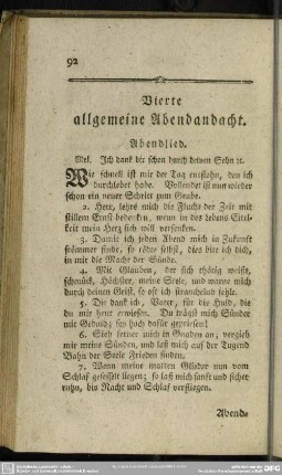 Vierte allgemeine Abendandacht