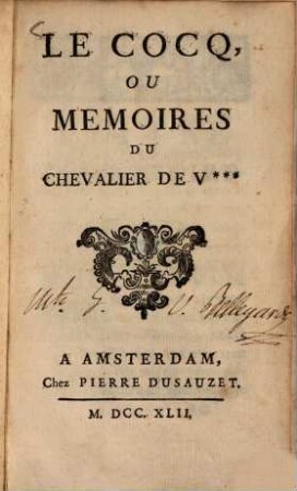 Le Còcq : ou mémoires du Chevalier V ...