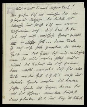 Brief von August Wilhelm Albrecht an Wilhelm Schwaner