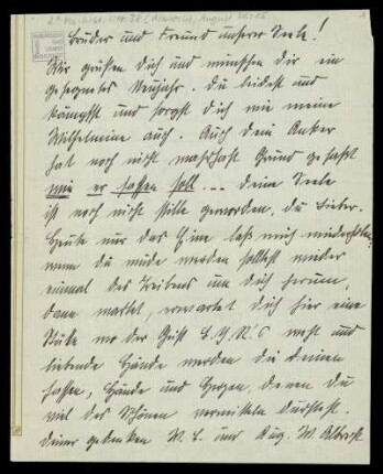 Brief von August Wilhelm Albrecht an Wilhelm Schwaner