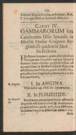 Caput IV. Gammarorum seu Cancrorum Usus Specialis in Morbis Mediae Corporis Regionis, & quidem in Morbis Pectoris.