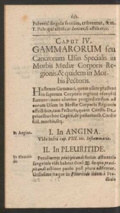 Caput IV. Gammarorum seu Cancrorum Usus Specialis in Morbis Mediae Corporis Regionis, & quidem in Morbis Pectoris.