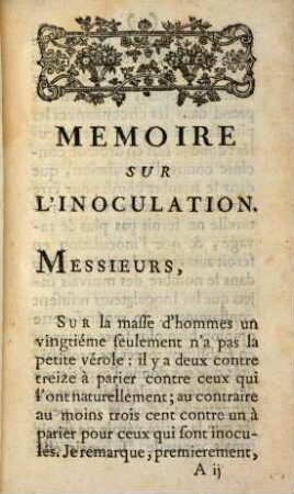 Mémoire sur l'inoculation