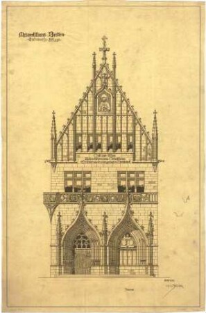Billing, Hermann; Bretten (Baden-Württemberg), Marktplatz; Melanchthonhaus - Fassadenentwurf (Ansicht)