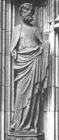 Köln, Dom St. Peter und St. Maria, Westseite, Petersportal, Apostel Paulus, Umkreis Parlerwerkstatt