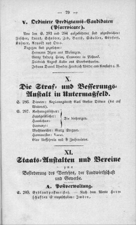 XI. Staats-Anstalten und Vereine