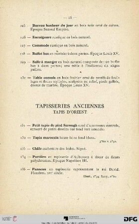 Tapisseries anciennes - Tapis d'Orient (Nr. 131-135)