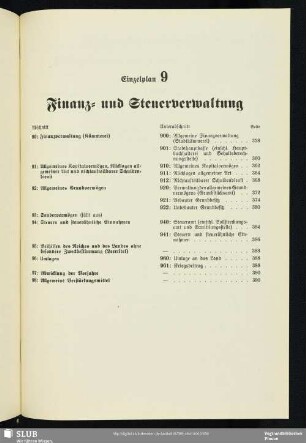 Einzelplan 9. Finanz- und Steuerverwaltung