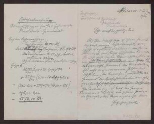 Schreiben an Frau Geheimrat Wendelstadt, Grunwald (Briefentwurf)