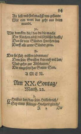 Am XX. Sontag ...