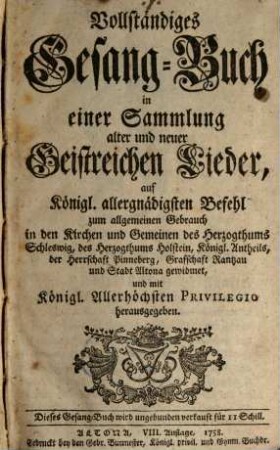 Vollständiges (Schleswigisches) Gesangbuch