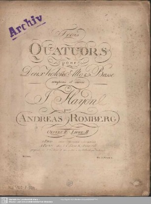 Trois Quatuors Pour Deux Violons, Viola & Basse : Oeuvre II. Livre II