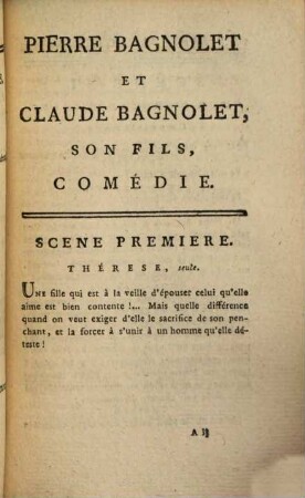 Pierre Bagnolet et Claude Bagnolet, son fils : Comédie en 1 acte et en prose