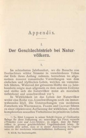 I. Der Geschlechtstrieb bei Naturvölkern.