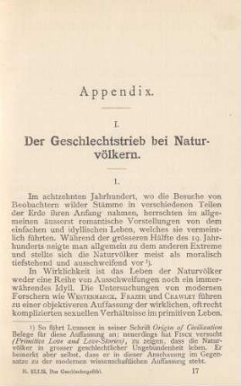 I. Der Geschlechtstrieb bei Naturvölkern.