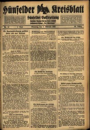 Zweite Ausgabe vom Dienstag, den 07. Februar 1933.