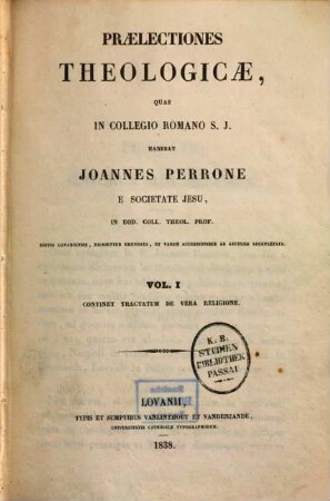 Praelectiones theologicae, 1. De vera religione