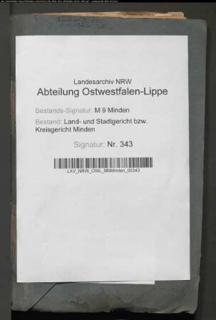 Erbschaftsstempel (Nachlassregelungen). Kreisgericht Minden