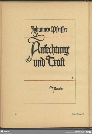Buchumschlag "Anfechtung und Trost"