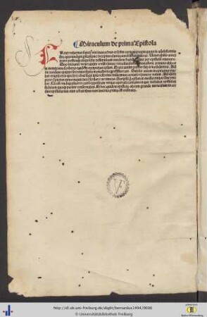 Miraculum de prima Epistola
