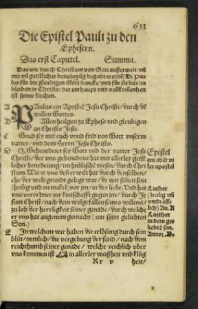 Die Epistel Pauli zu den Ephesern.