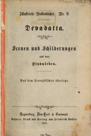 Devadatta : Scenen und Schilderungen aus dem Hinduleben ; aus dem Französischen übersetzt