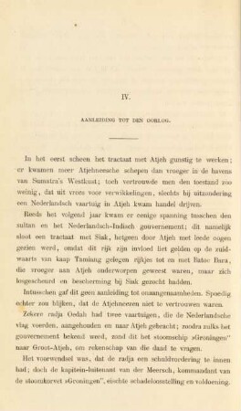 IV. Aanleiding tot den oorlog