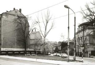 Dresden-Neustadt, Bautzner Straße 89/91. Grundstück. Blick in die Prießnitzstraße
