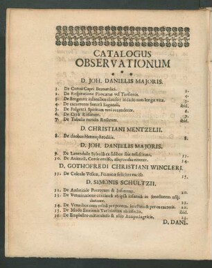 Catalogus Observationum
