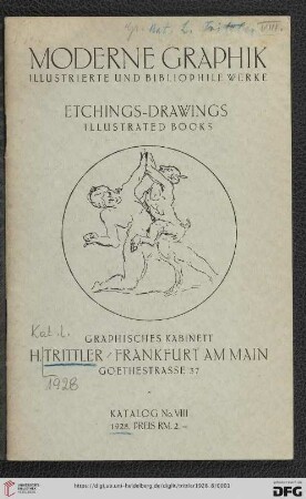 Nr. 8: Katalog: Moderne Graphik : illustrierte und bibliophile Werke