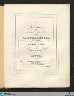 Variations brillantes pour piano : sur l'opéra La Sonnambula; op. 105