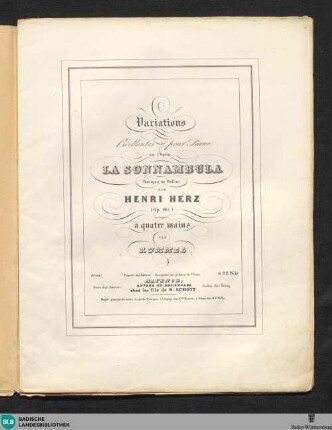 Variations brillantes pour piano : sur l'opéra La Sonnambula; op. 105