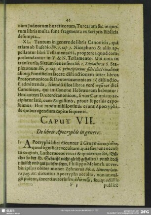Caput VII. De libris Apocryphis in genere