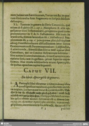 Caput VII. De libris Apocryphis in genere
