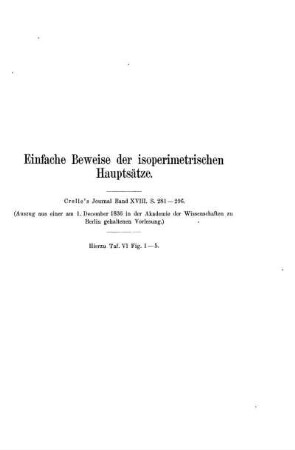 Einfache Beweise der isoperimetrischen Hauptsätze.