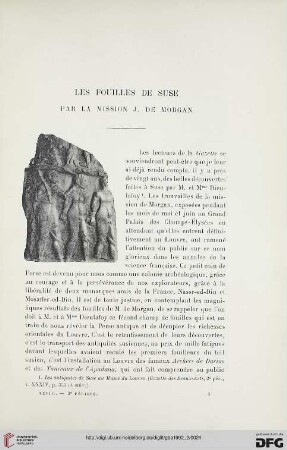 3. Pér. 28.1902: Les fouilles de Suse par la mission J. de Morgan