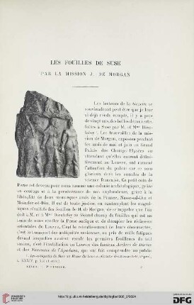 3. Pér. 28.1902: Les fouilles de Suse par la mission J. de Morgan