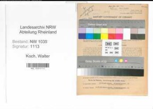 Entnazifizierung Walter Koch , geb. 05.01.1904 (Kaufmaennischer Angestellter)