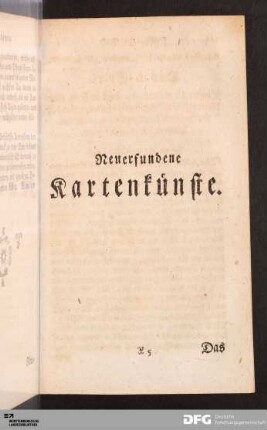 Neuerfundene Kartenkünste.