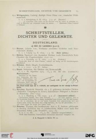 Schriftsteller, Dichter und Gelehrte (Nr. 871-1720)
