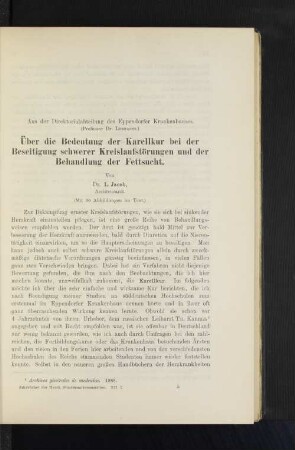Über die Bedeutung der Karellkur bei der Beseitigung schwerer Kreislaufstörungen und der Behandlung der Fettsucht.
