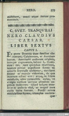 Nero Claudius Caesar. Liber Sextus
