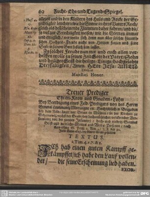 Treuer Prediger Ehren-Kron und Gnaden-Lohn