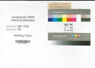 Entnazifizierung Franz Hoelling , geb. 05.11.1894 (Dentist)