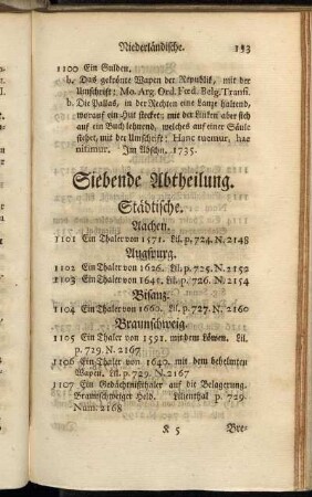 Siebende Abtheilung. Städtische.