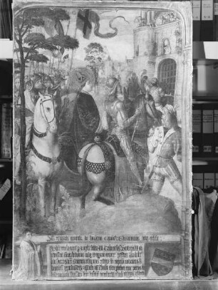 17. Bild: Ankunft der Kölner vor Bordeaux und Widerstand der Einwohner, die die Reliquien nicht herausgeben wollen