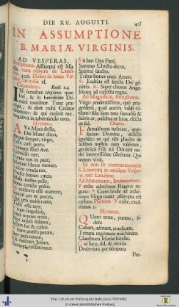 In Assumptione B. Mariae Virginis.