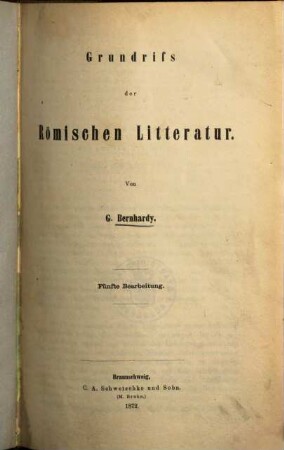 Grundriss der römischen Litteratur
