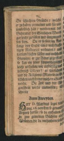 Zum Zweyten.