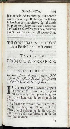 Troisieme Section da la Perfection Chretienne. Ou Traité De L'Amour Propre.